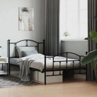 Detailed information about the product Metal Bed Frame with Headboard and Footboard Black 106x203 cm King Single Size