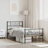 Detailed information about the product Metal Bed Frame with Headboard and Footboard Black 107x203 cm