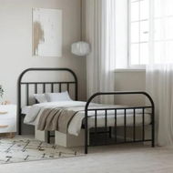 Detailed information about the product Metal Bed Frame with Headboard and Footboard Black 107x203 cm