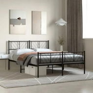 Detailed information about the product Metal Bed Frame with Headboard and Footboard Black 135x190 cm