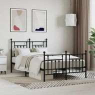 Detailed information about the product Metal Bed Frame with Headboard and Footboard Black 137x187 cm Double Size