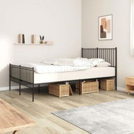 Detailed information about the product Metal Bed Frame With Headboard And Footboard Black 137x187 Cm Double