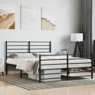 Detailed information about the product Metal Bed Frame with Headboard and Footboard Black 137x187 cm Double