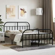 Detailed information about the product Metal Bed Frame with Headboard and Footboard Black 137x187 cm Double