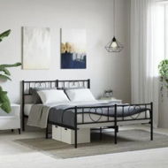 Detailed information about the product Metal Bed Frame with Headboard and Footboard Black 150x200 cm