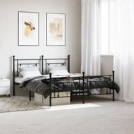 Detailed information about the product Metal Bed Frame with Headboard and Footboard Black 150x200 cm