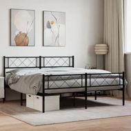 Detailed information about the product Metal Bed Frame with Headboard and Footboard Black 150x200 cm