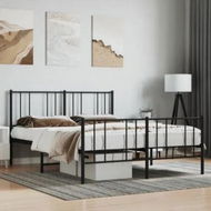 Detailed information about the product Metal Bed Frame with Headboard and Footboard Black 153x203 cm Queen Size