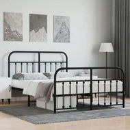 Detailed information about the product Metal Bed Frame with Headboard and Footboard Black 153x203 cm Queen Size