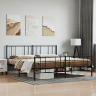 Detailed information about the product Metal Bed Frame With Headboard And Footboard Black 183x203 Cm King Size