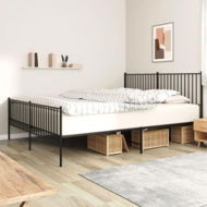 Detailed information about the product Metal Bed Frame With Headboard And Footboard Black 183x203 Cm King
