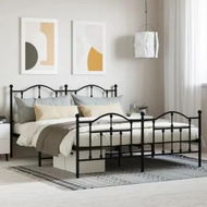 Detailed information about the product Metal Bed Frame with Headboard and Footboard Black 183x203 cm King