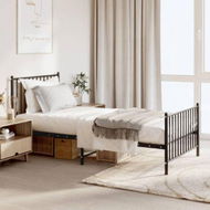 Detailed information about the product Metal Bed Frame With Headboard And Footboard Black 92x187 Cm Single