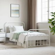 Detailed information about the product Metal Bed Frame with Headboard and Footboard White 106x203 cm King Single Size