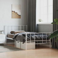 Detailed information about the product Metal Bed Frame With Headboard And Footboard White 107x203 Cm King Single Size