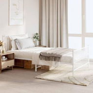 Detailed information about the product Metal Bed Frame With Headboard And Footboard White 107x203 Cm