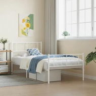 Detailed information about the product Metal Bed Frame with Headboard and Footboard White 107x203 cm