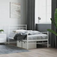 Detailed information about the product Metal Bed Frame with Headboard and Footboard White 107x203 cm