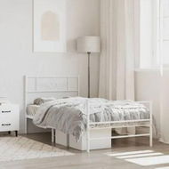 Detailed information about the product Metal Bed Frame with Headboard and Footboard White 107x203 cm