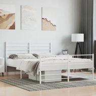 Detailed information about the product Metal Bed Frame with Headboard and Footboard White 137x187 cm Double