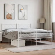 Detailed information about the product Metal Bed Frame with Headboard and Footboard White 150x200 cm