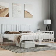 Detailed information about the product Metal Bed Frame with Headboard and Footboard White 153x203 cm Queen Size