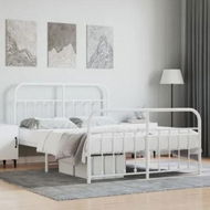 Detailed information about the product Metal Bed Frame with Headboard and Footboard White 153x203 cm Queen Size