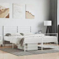 Detailed information about the product Metal Bed Frame with Headboard and Footboard White 153x203 cm Queen