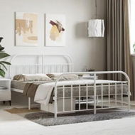 Detailed information about the product Metal Bed Frame with Headboard and Footboard White 153x203 cm Queen