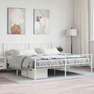 Detailed information about the product Metal Bed Frame with Headboard and Footboard White 183x203 cm King Size