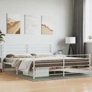 Detailed information about the product Metal Bed Frame with Headboard and Footboard White 183x203 cm King