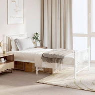 Detailed information about the product Metal Bed Frame With Headboard And Footboard White 92x187 Cm Single