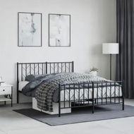 Detailed information about the product Metal Bed Frame with Headboard and FootboardÂ Black 135x190 cm