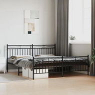 Detailed information about the product Metal Bed Frame with Headboard and FootboardÂ Black 183x203 cm King Size