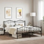 Detailed information about the product Metal Bed Frame with Headboard and FootboardÂ Black 183x203 cm King Size