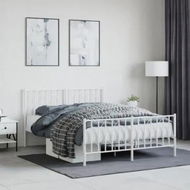 Detailed information about the product Metal Bed Frame with Headboard and FootboardÂ White 135x190 cm