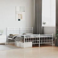 Detailed information about the product Metal Bed Frame with Headboard and FootboardÂ White 150x200 cm