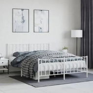 Detailed information about the product Metal Bed Frame with Headboard and FootboardÂ White 150x200 cm