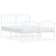 Detailed information about the product Metal Bed Frame with Headboard and FootboardÂ White 150x200 cm