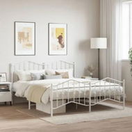 Detailed information about the product Metal Bed Frame with Headboard and FootboardÂ White 183x203 cm King Size