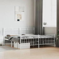 Detailed information about the product Metal Bed Frame with Headboard and FootboardÂ White 183x203 cm King Size