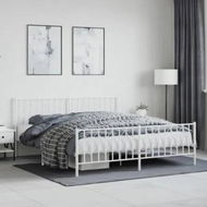 Detailed information about the product Metal Bed Frame with Headboard and FootboardÂ White 183x203 cm King Size