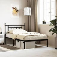 Detailed information about the product Metal Bed Frame with Headboard Black 106x203 cm King Single Size