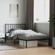 Detailed information about the product Metal Bed Frame with Headboard Black 107x203 cm