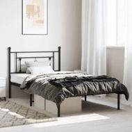 Detailed information about the product Metal Bed Frame with Headboard Black 107x203 cm