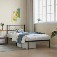 Detailed information about the product Metal Bed Frame with Headboard Black 107x203 cm