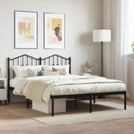 Detailed information about the product Metal Bed Frame with Headboard Black 135x190 cm