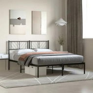 Detailed information about the product Metal Bed Frame with Headboard Black 135x190 cm