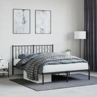 Detailed information about the product Metal Bed Frame with Headboard Black 135x190 cm