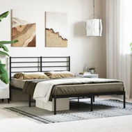 Detailed information about the product Metal Bed Frame with Headboard Black 137x187 cm Double Size